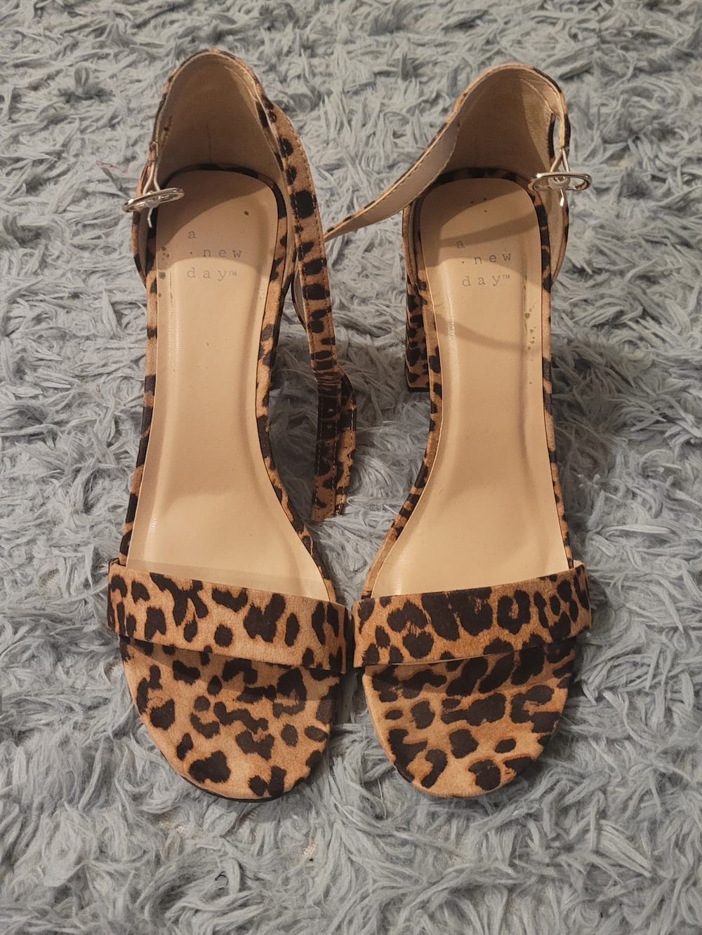 a new day Leopard Print Ankle-Strap Block Heels